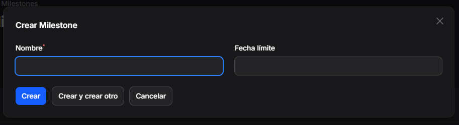 Formulario de hito
